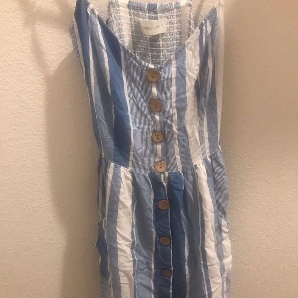 Kids Blue and White Striped Button-Front Dress - Casual Summer Size Small NWOT